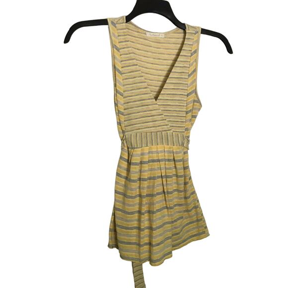 Anthropologie Testament Butter Yellow Striped Babydoll Sleeveless Top - Small - Picture 1 of 6